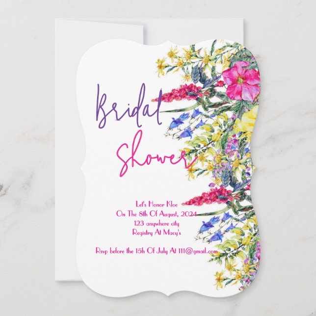 Invitation à la douche de la mariée botanique (Devant)