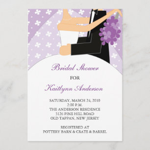 Invitation à la douche de mariée violette et blanc