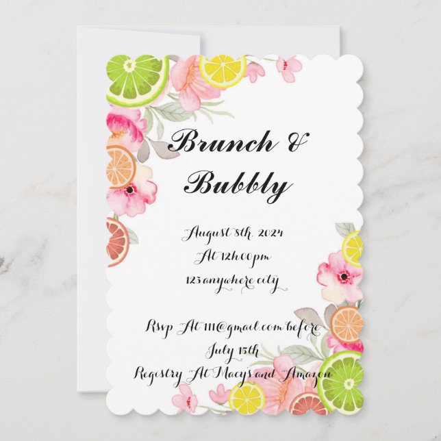 INVITATION À LA DOUCHE DE PONT DE CITRUS (Devant)