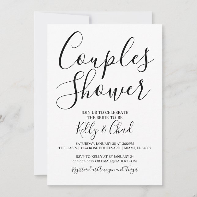Invitation à la douche des couples noirs et blancs (Devant)