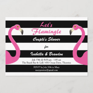 Invitation à la douche du Flamant rose branché Cou