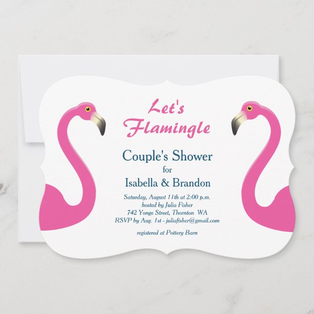 Invitation à la douche d'un couple Flamant rose ro (Devant)