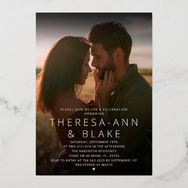 Invitation à la douche d'un couple simple et éléga (Recto)