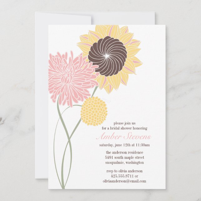 Invitation à la douche/fête en fleurs du jardin (Devant)