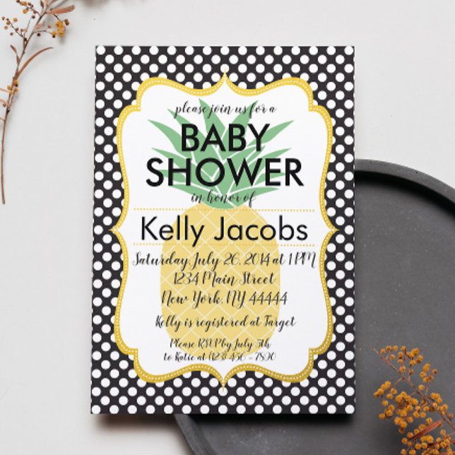 Invitation à la douche nuptiale à ananas Polkadot (Créateur téléchargé)