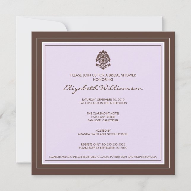 Invitation à la douche nuptiale à cadre simple (la (Devant)