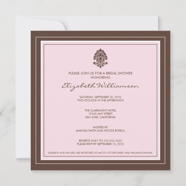 Invitation à la douche nuptiale à cadre simple (ro (Devant)