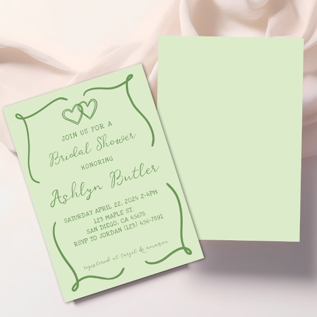 Invitation à la douche nuptiale à cadre vert (Créateur téléchargé)