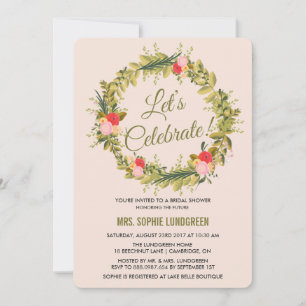 Invitation à la douche nuptiale à couronne de fleu