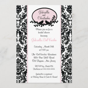 Invitation à la douche nuptiale à Damas rose