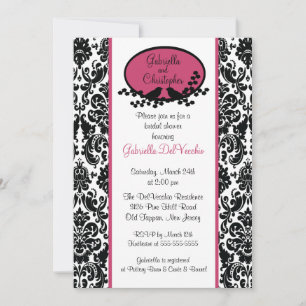 Invitation à la douche nuptiale à Damas rose