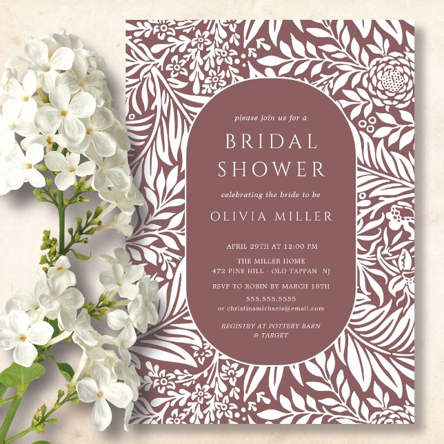Invitation à la douche nuptiale à feuilles Roses p (Créateur téléchargé)