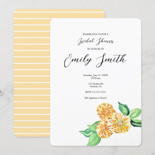 Invitation à la douche nuptiale à fleurs jaunes