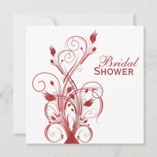 Invitation à la douche nuptiale à fleurs rouge et 