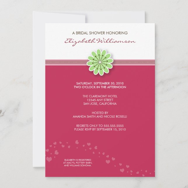 Invitation à la douche nuptiale à fleurs simple (f (Devant)