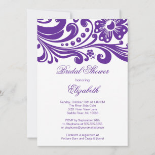 Invitation à la douche nuptiale à fleurs violettes