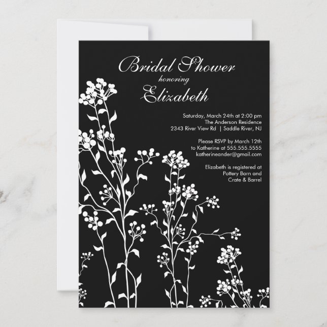 Invitation à la douche nuptiale à la morue noire b (Devant)