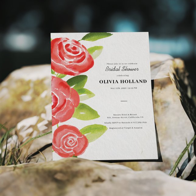 Invitation à la douche nuptiale à la rose rouge (Créateur téléchargé)