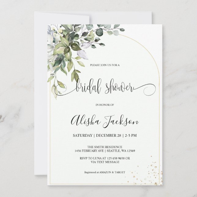 Invitation à la douche nuptiale à l'aquarelle (Devant)