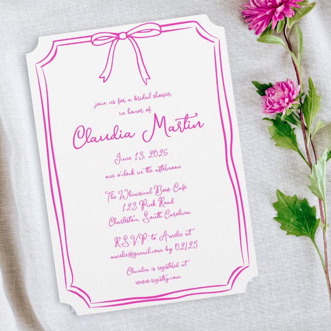 Invitation à la douche nuptiale à main rose chaude (Beautiful Bridal Shower Invitation)