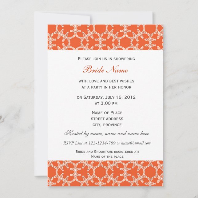 Invitation à la douche nuptiale à motif floral ora (Devant)