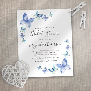 Invitation à la douche nuptiale à papillon budgéta
