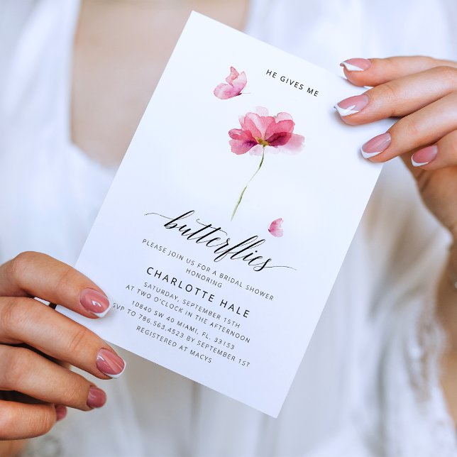 Invitation à la douche nuptiale à papillon rose (Créateur téléchargé)