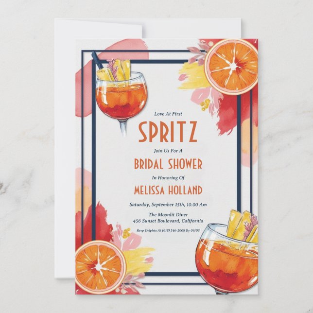 invitation à la douche nuptiale aperol spritz (Devant)