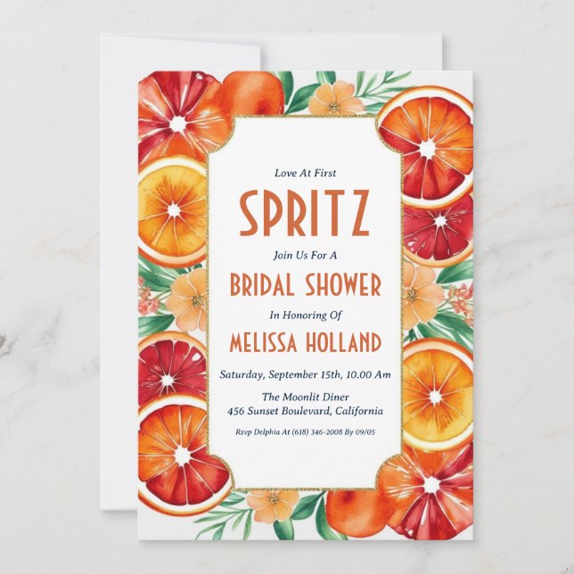 invitation à la douche nuptiale aperol spritz (Devant)