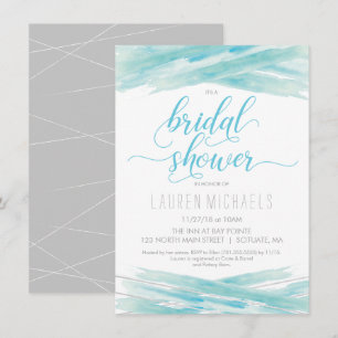 Invitation à la douche nuptiale - Aquarelle, argen