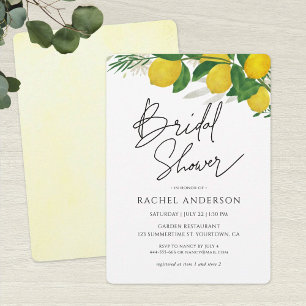 Invitation à la douche nuptiale au citron frais