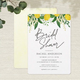 Invitation à la douche nuptiale au citron frais