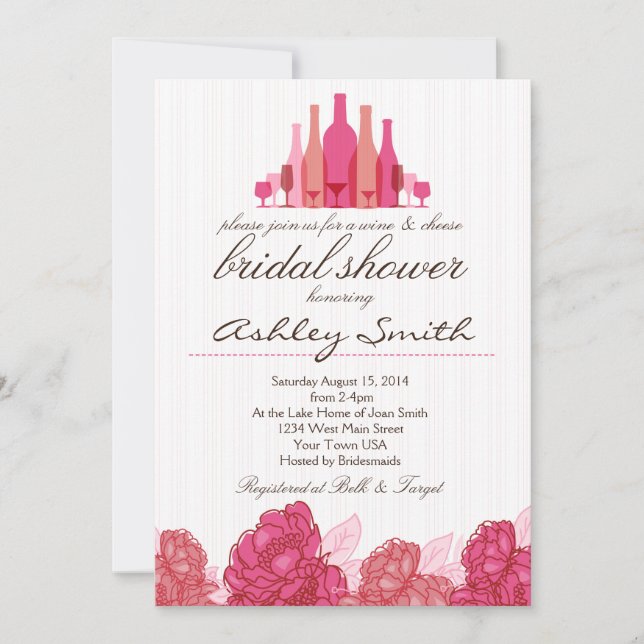 Invitation à la douche nuptiale au vin et au froma (Devant)