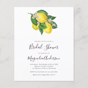 Invitation à la douche nuptiale aux citrons Budget