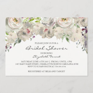 Invitation à la douche nuptiale aux fleurs de crèm