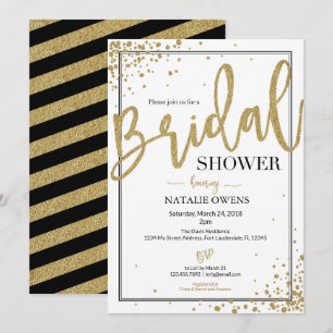 Invitation à la douche nuptiale Black and Gold