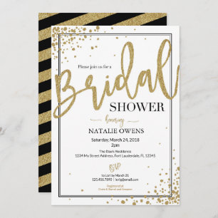 Invitation à la douche nuptiale Black and Gold Spa