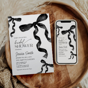 Invitation à la douche nuptiale Black Bow