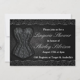 Invitation à la douche nuptiale Black Corset Linge
