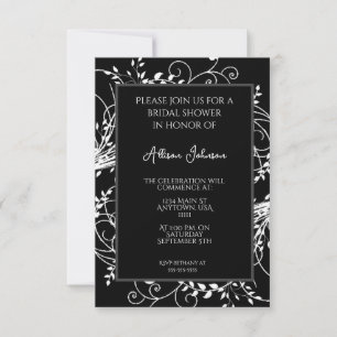 Invitation à la douche nuptiale Black Flourish