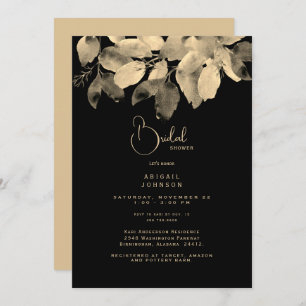 Invitation à la douche nuptiale Black & Gold Folia