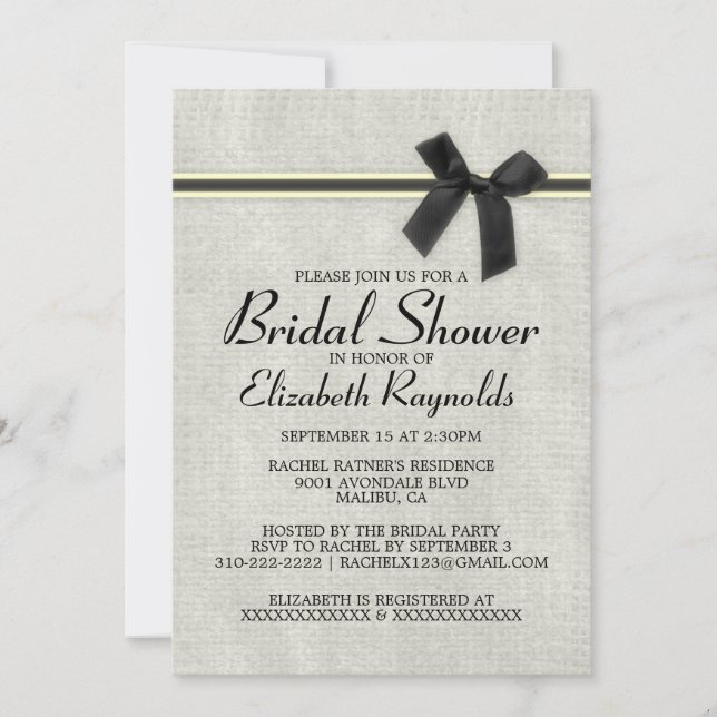 Invitation à la douche nuptiale Black Gold Rustic  (Devant)