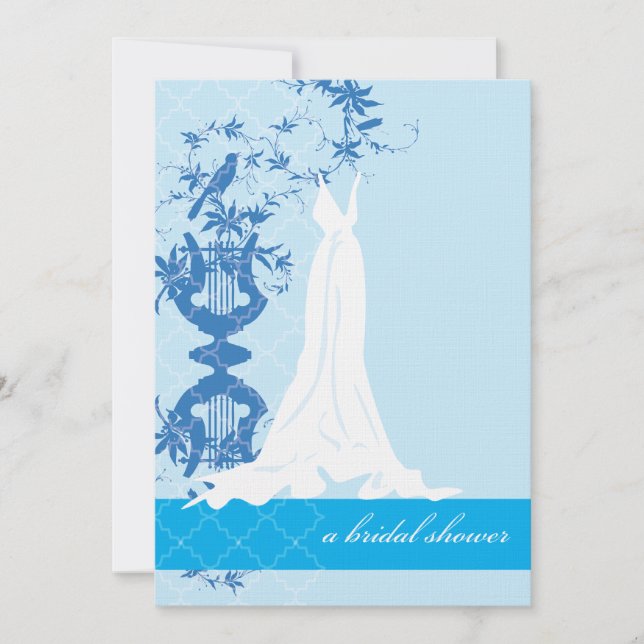 Invitation à la douche nuptiale| Bleu (Devant)