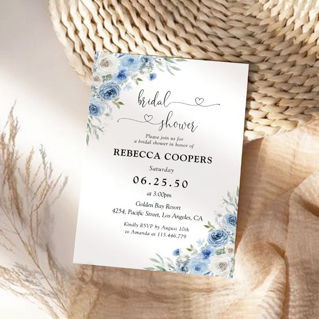 Invitation à la douche nuptiale bleu Dusty (Créateur téléchargé)