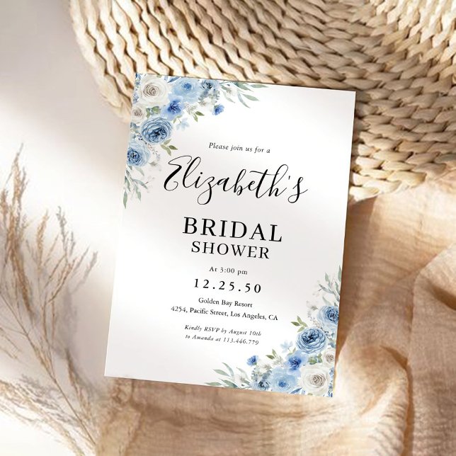 Invitation à la douche nuptiale bleu Dusty (Créateur téléchargé)