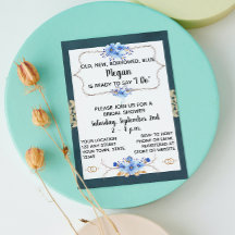 Invitation à la douche nuptiale bleue