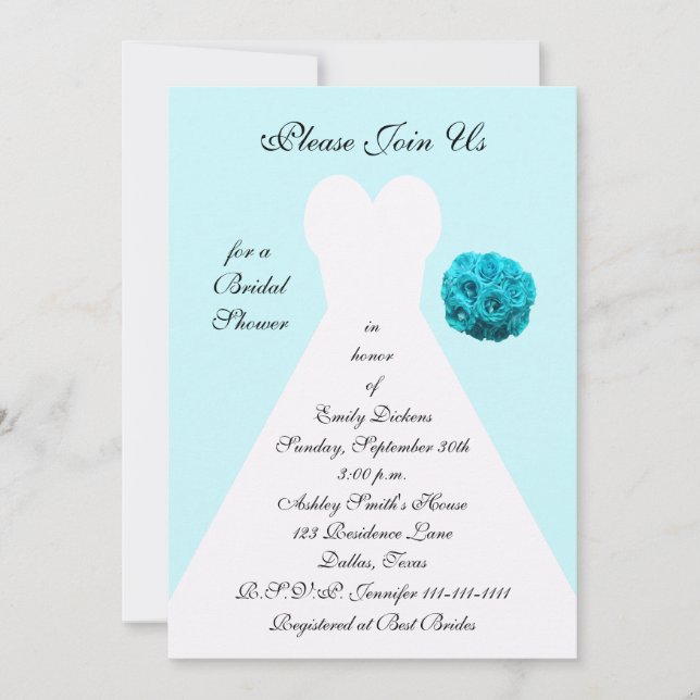 Invitation à la douche nuptiale bleue — Mariage Go (Devant)