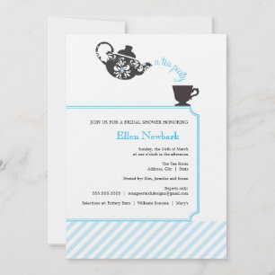 Invitation à la douche nuptiale bleue - Thé