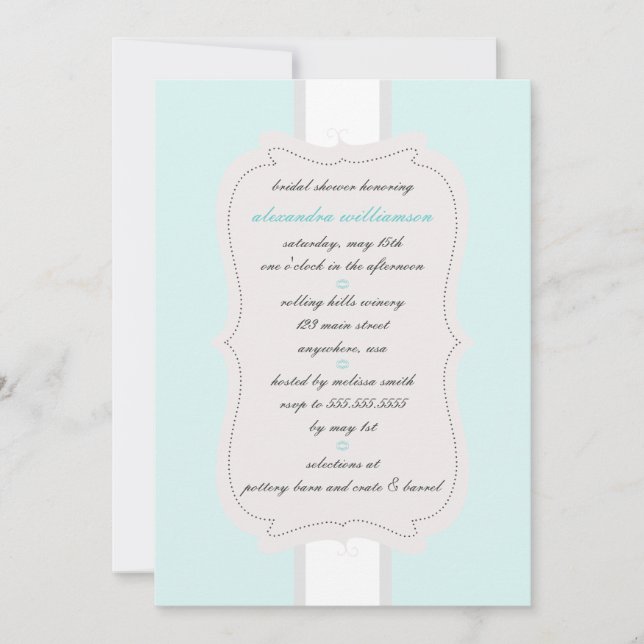 Invitation à la douche nuptiale {Blue} (Devant)