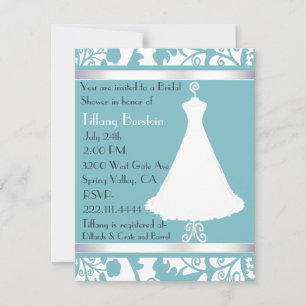 Invitation à la douche nuptiale Blue Damask